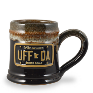 UFF DA – TANKARD MUG – BLACK W/ CINNAMON WHITE